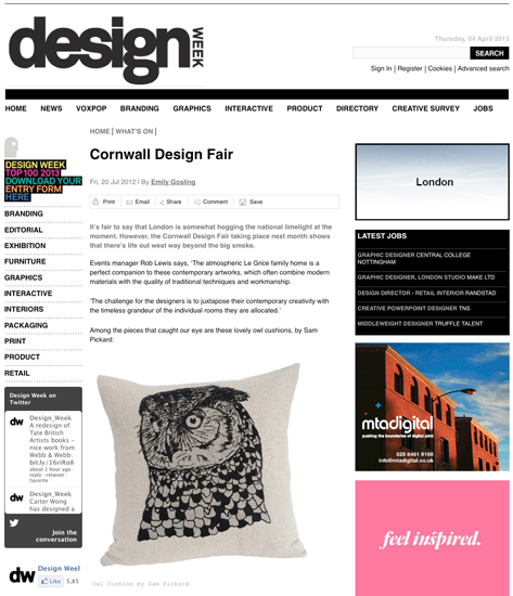 Sam Pickard Press Design Week